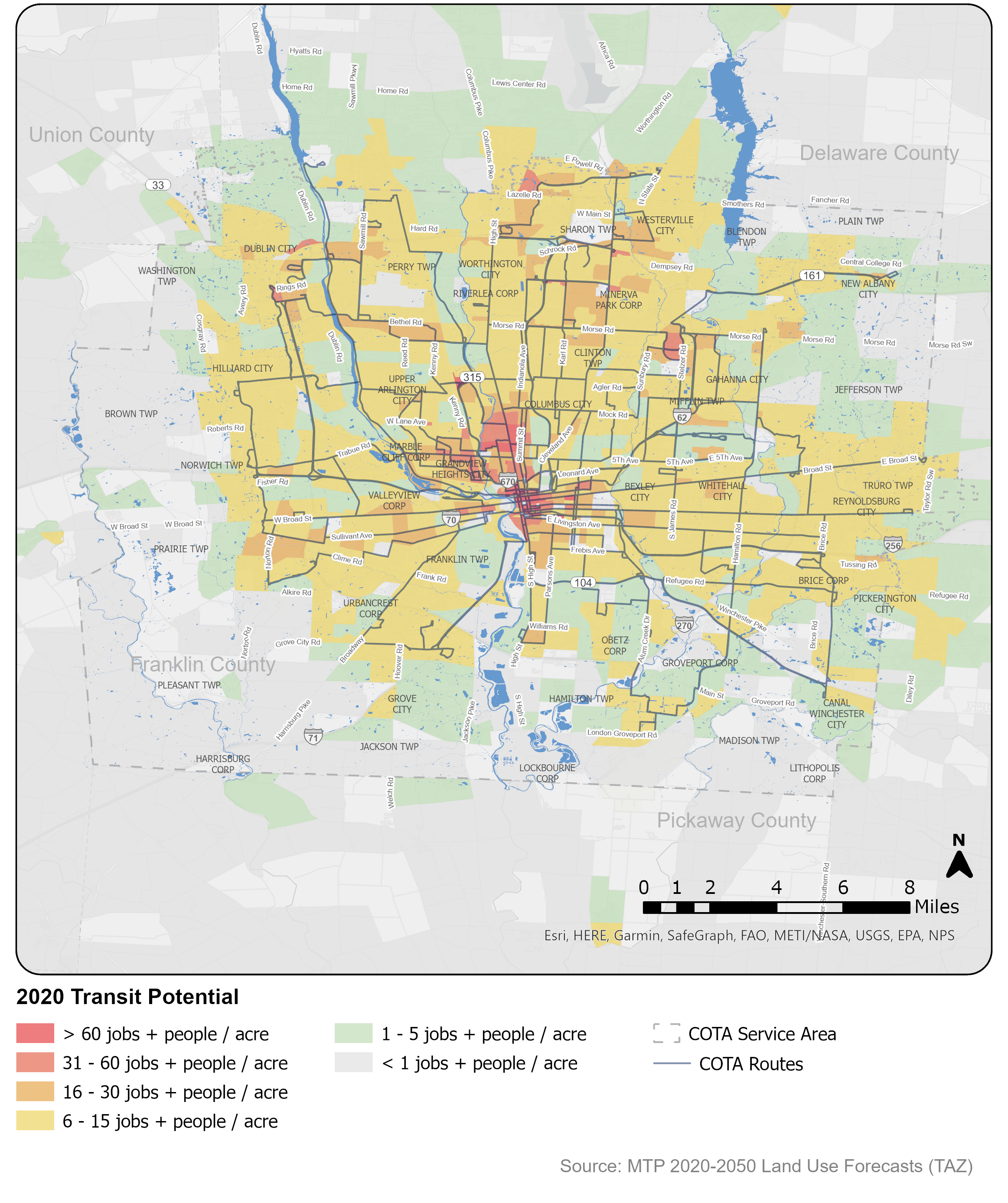 2020 transit potential map